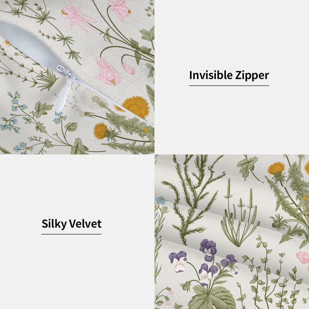 Sage Green Floral Pillow Covers 18x18" – Set of 2