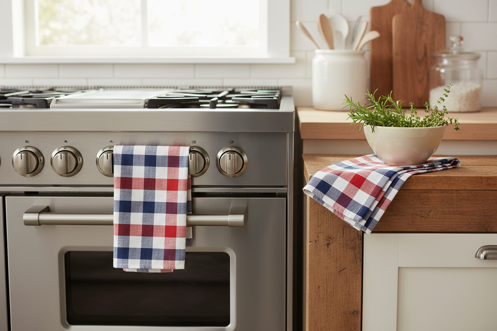 Plaid Kitchen Towels Lifestyle