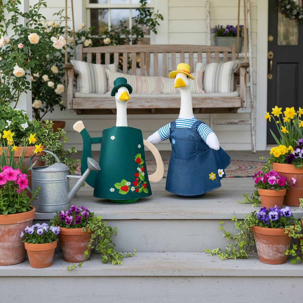 Porch Goose Watering Can – Both Outfits