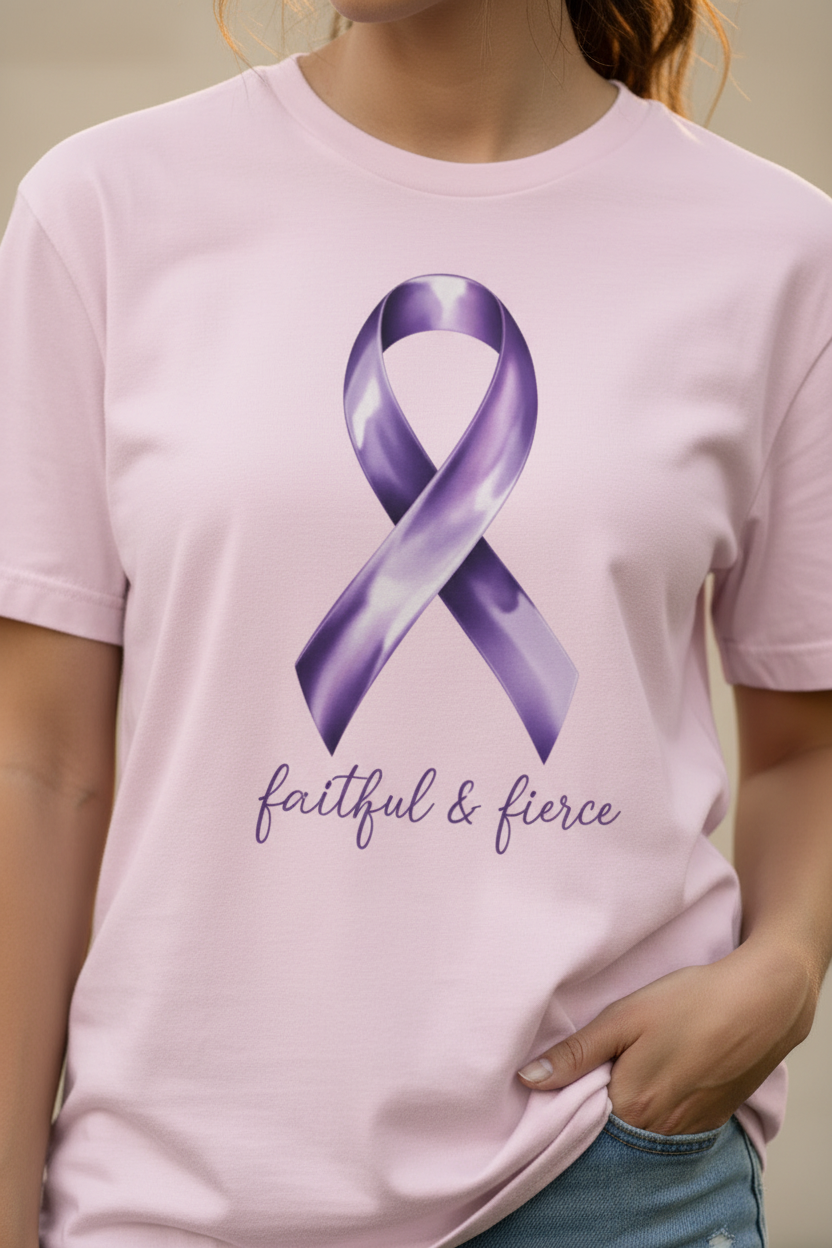 Purple Awareness Ribbon Tee — Cropped Front
