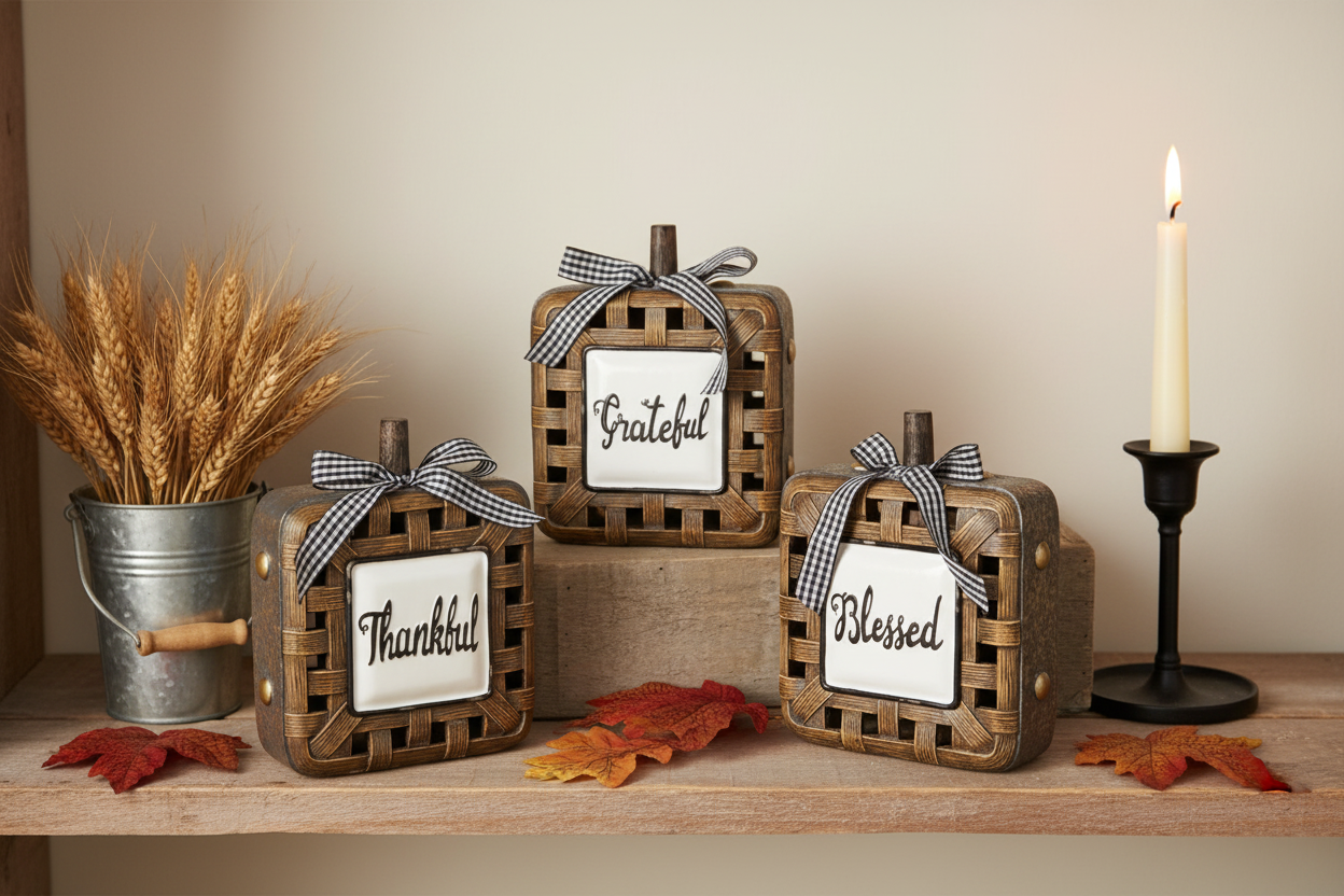 Resin Woven Basket Look Square Pumpkin – Lifestyle