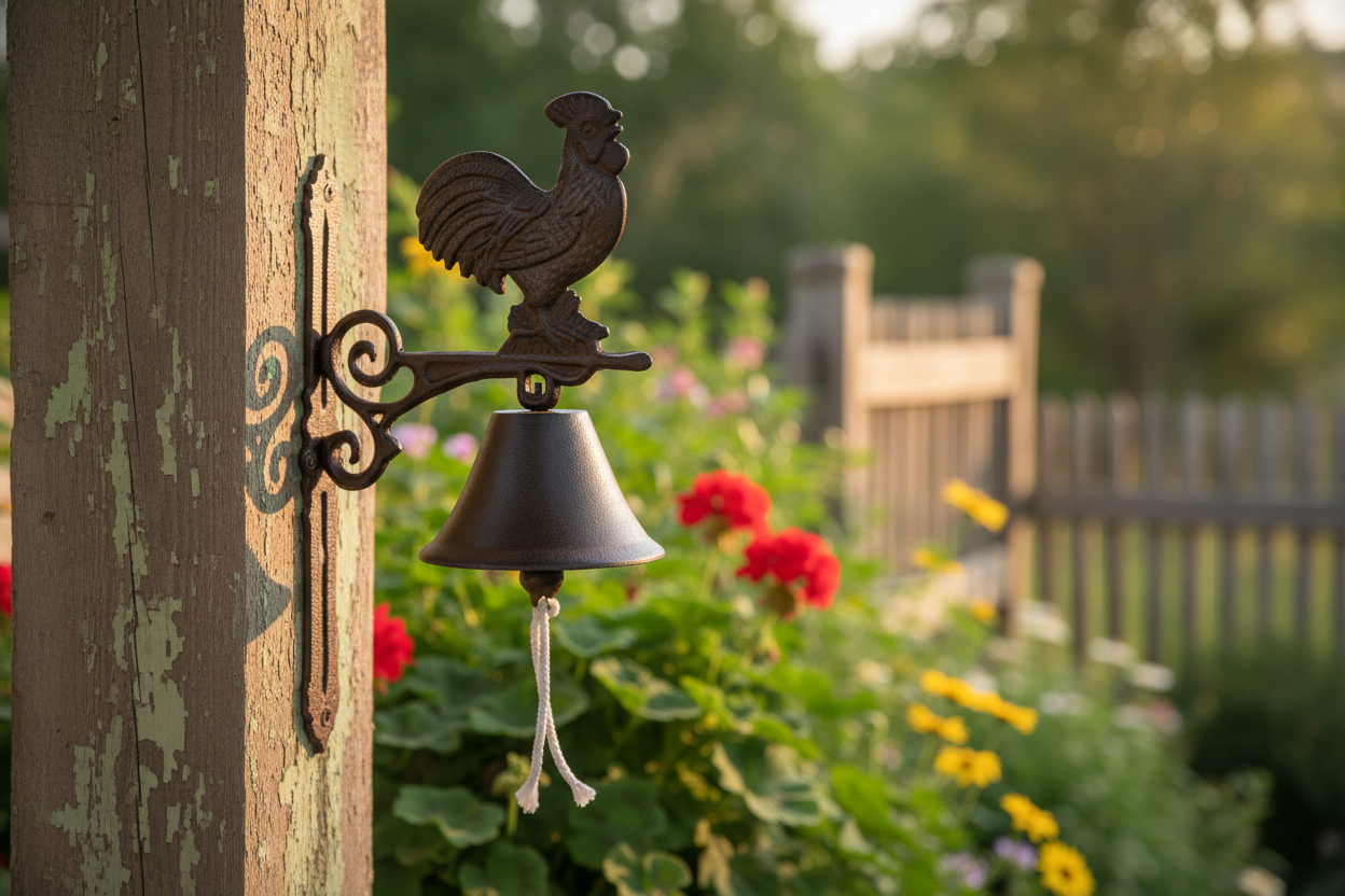 Rooster Cast Iron Bell Lifestyle