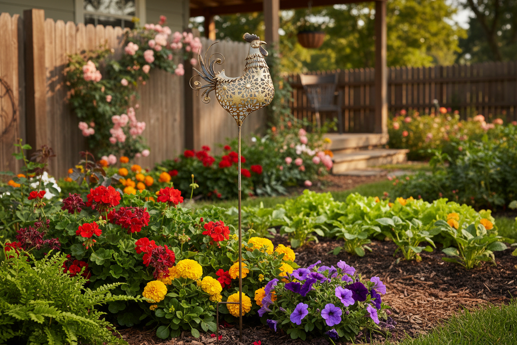 Rooster Garden Stake Lifestyle Image