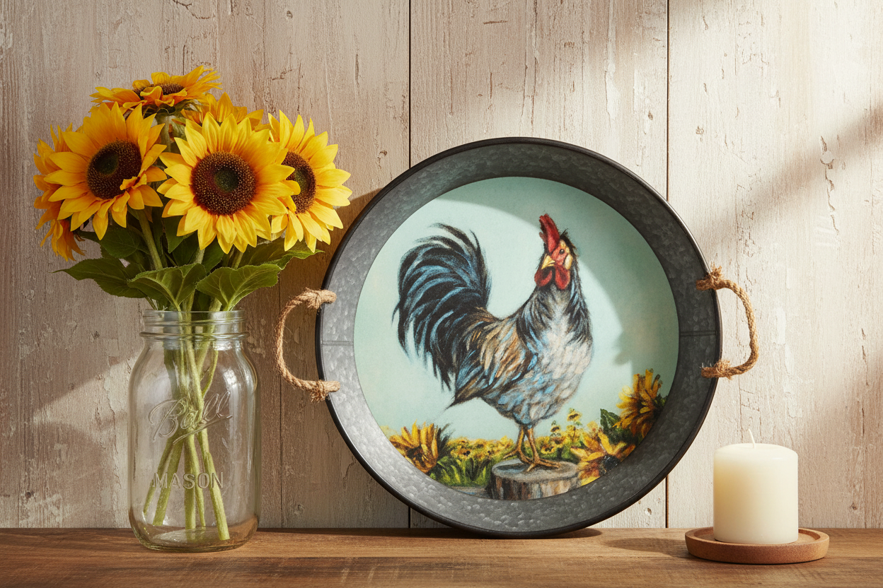 Rooster Tray Tilted Lifestyle Image