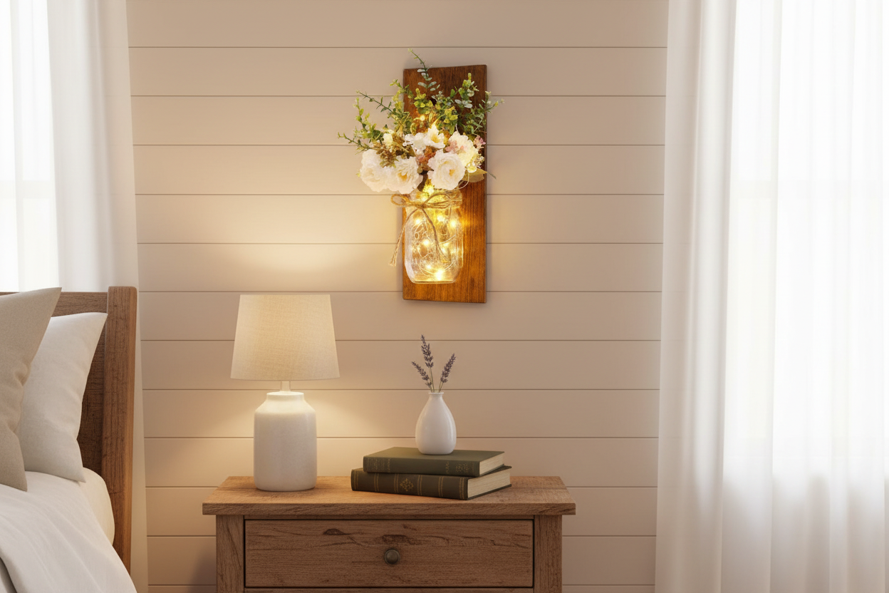 Rustic Mason Jar Wall Sconce
