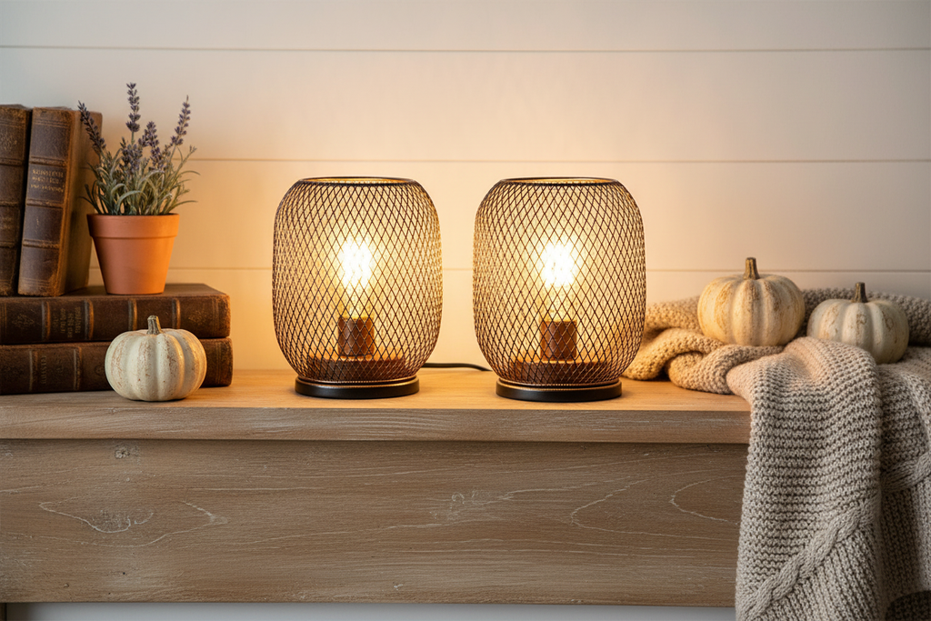 Set of 2 Battery Operated Egg Shape LED Table Lanterns