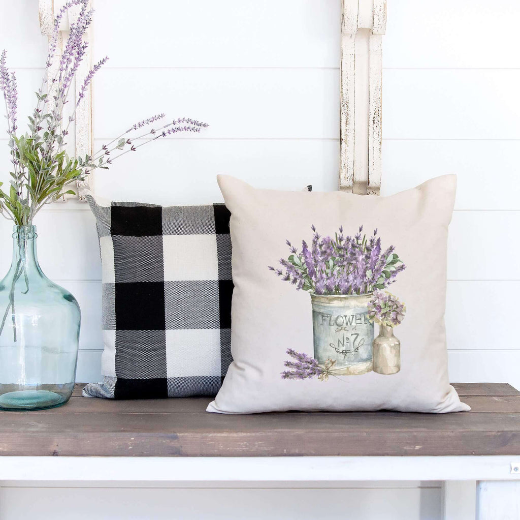 Spring Lavender Bucket Pillow Cover 18x18"