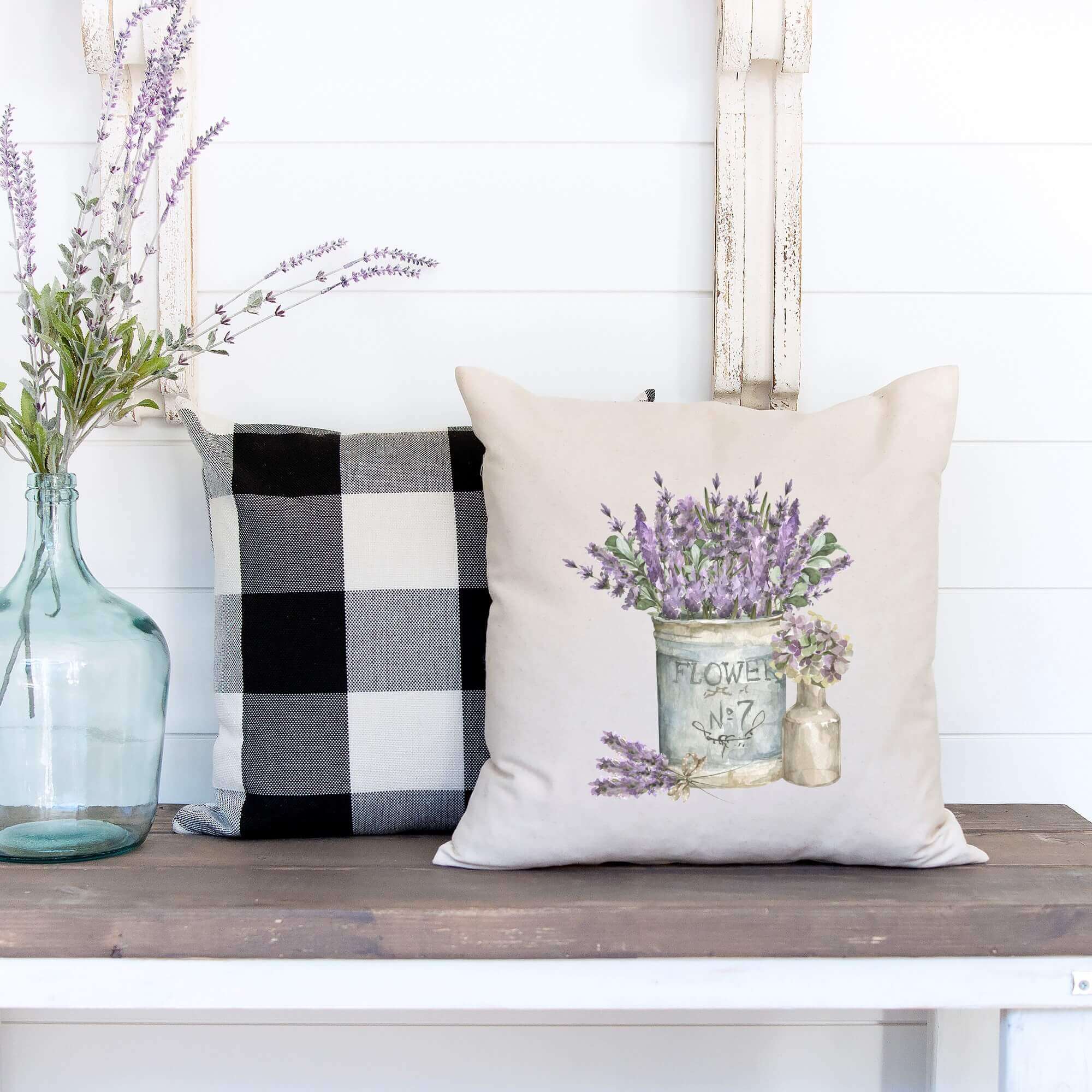 Spring Lavender Bucket Pillow Cover 18x18"