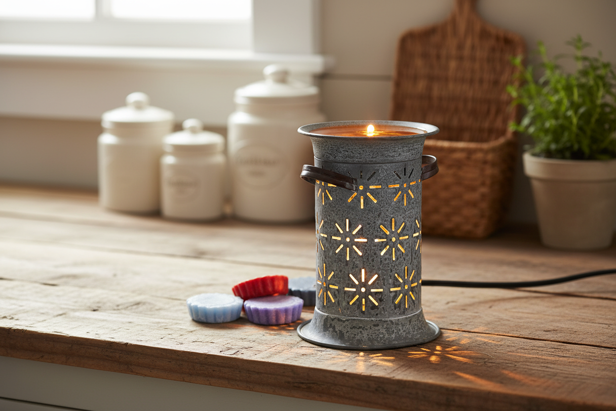 Starburst Farmhouse Wax Warmer in Weathered Zinc