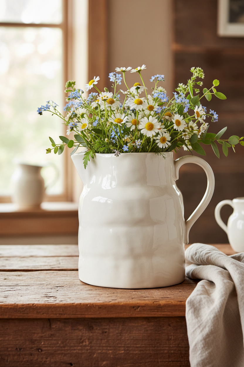 Stoneware Vintage Reproduction Pitcher Lifestyle