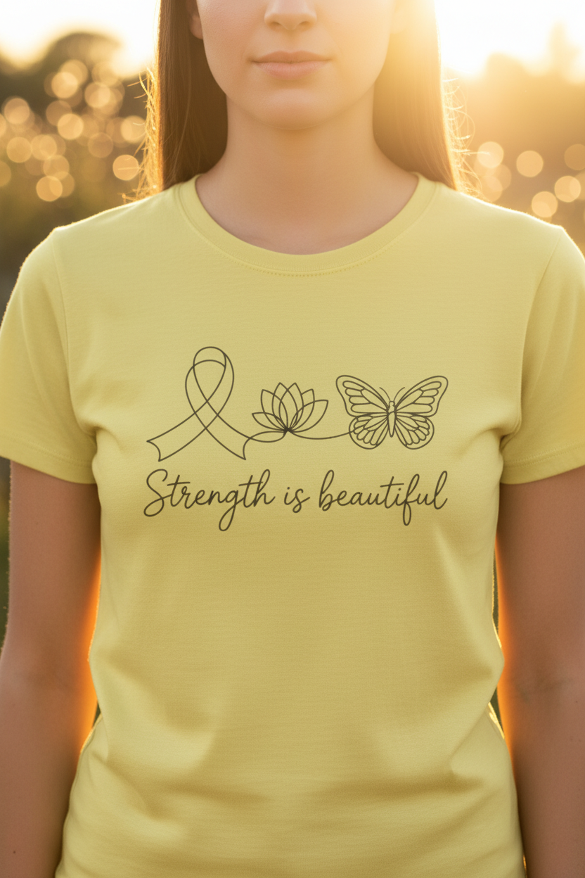 Strength Is Beautiful Tee — On Model