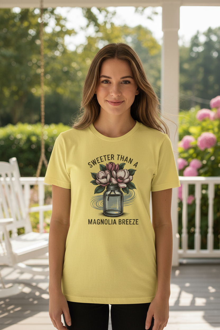 Sweeter Than A Magnolia Breeze Tee Mockup