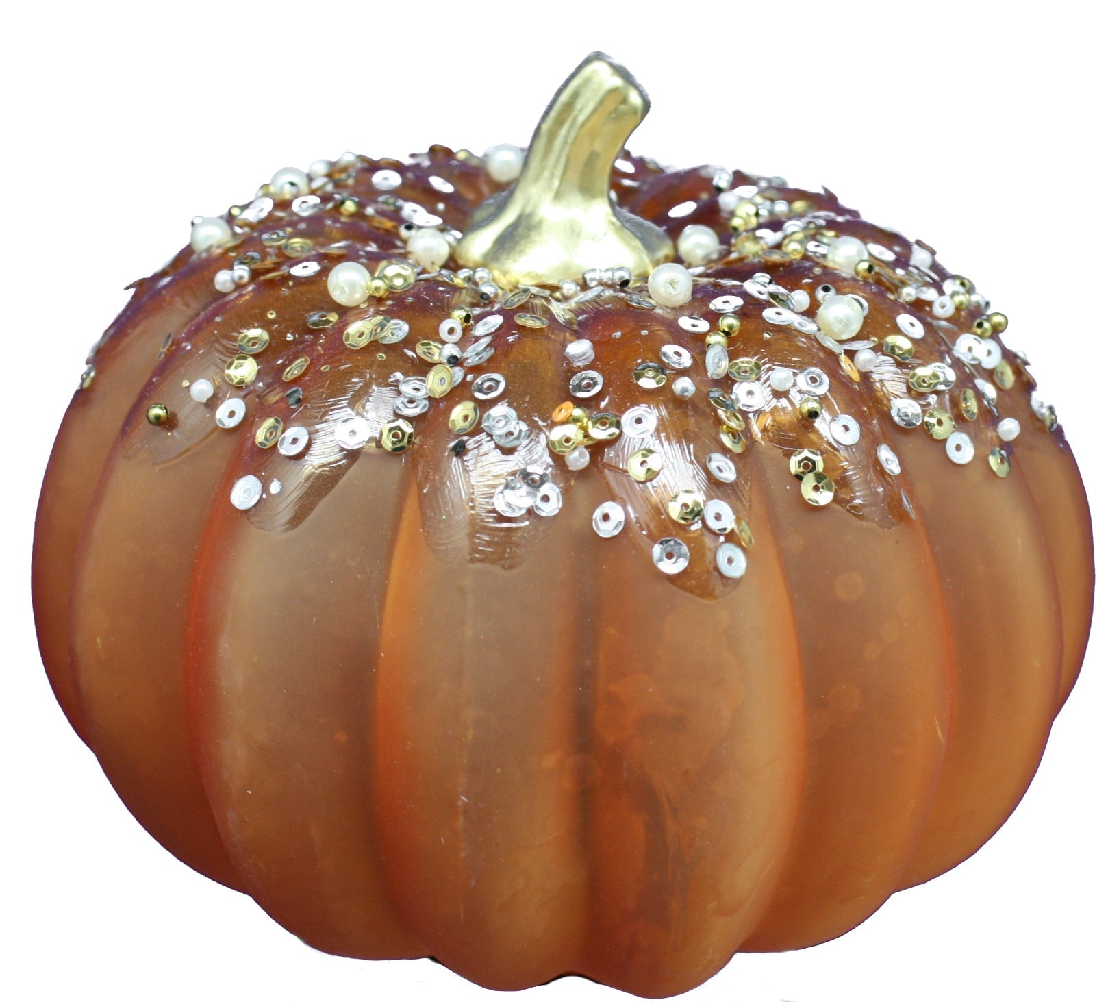 Handblown Glass Harvest Pumpkin with Jewel Accent