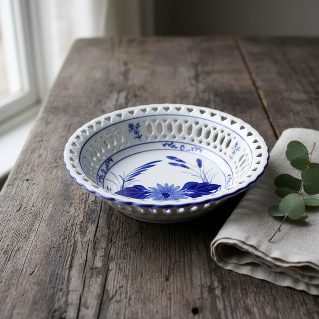 Vintage Blue & White Bowl — Interior & Edge Detail