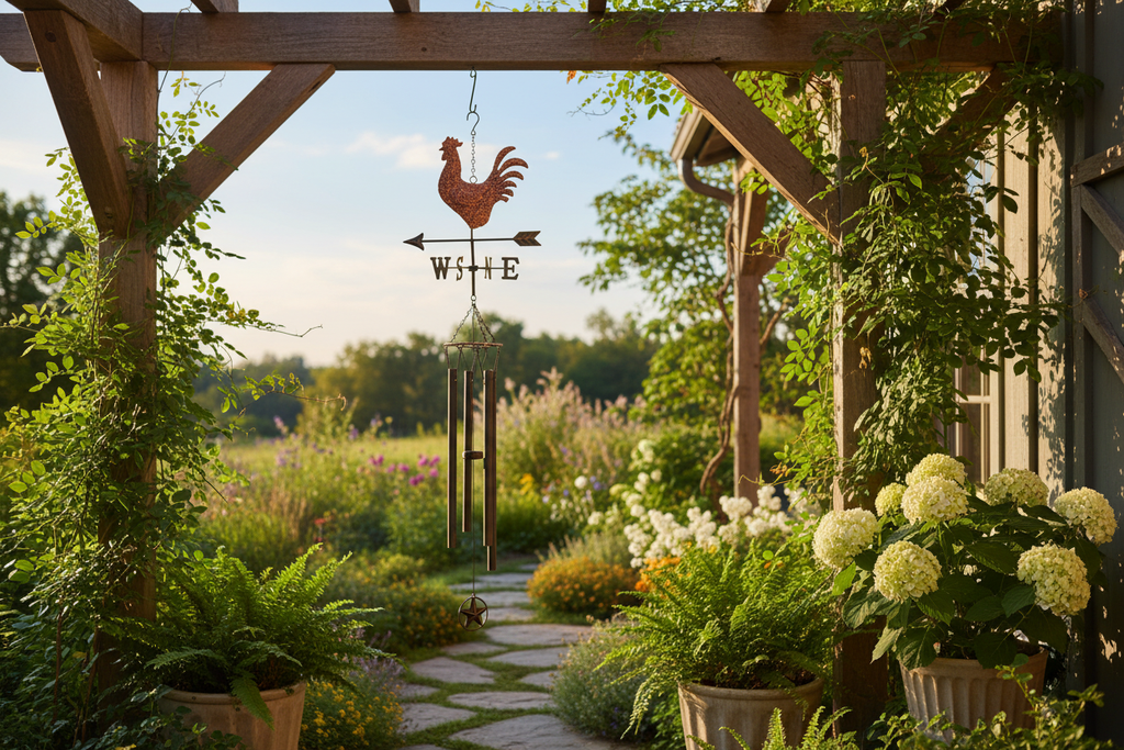 Weathervane Wind Chime - Copper Rooster