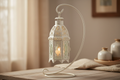 White Decorative Candle Lantern Lifestyle