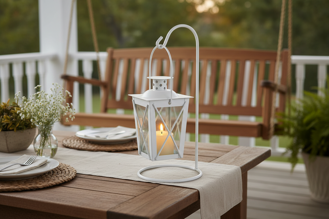 White Railroad Candle Lanterns