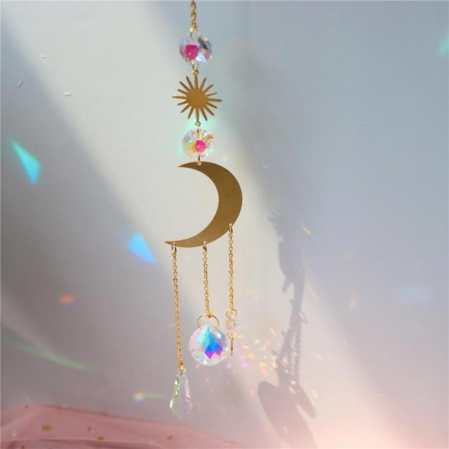 Star & Moon Crystal Suncatcher Wind Chime
