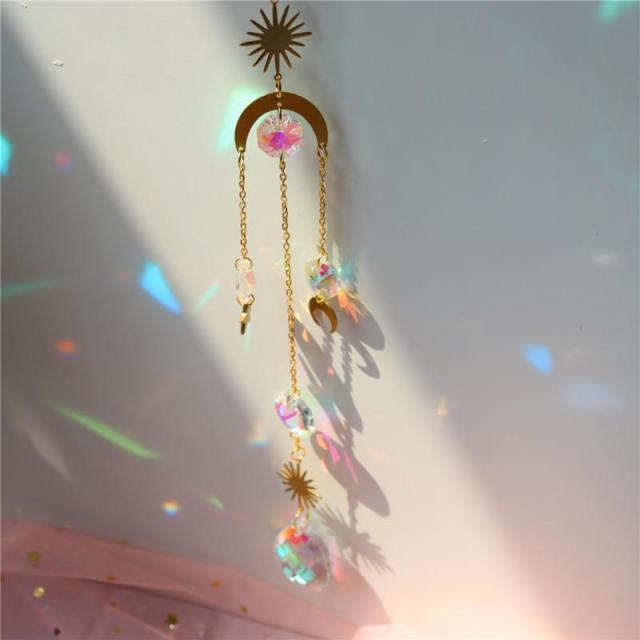 Star & Moon Crystal Suncatcher Wind Chime