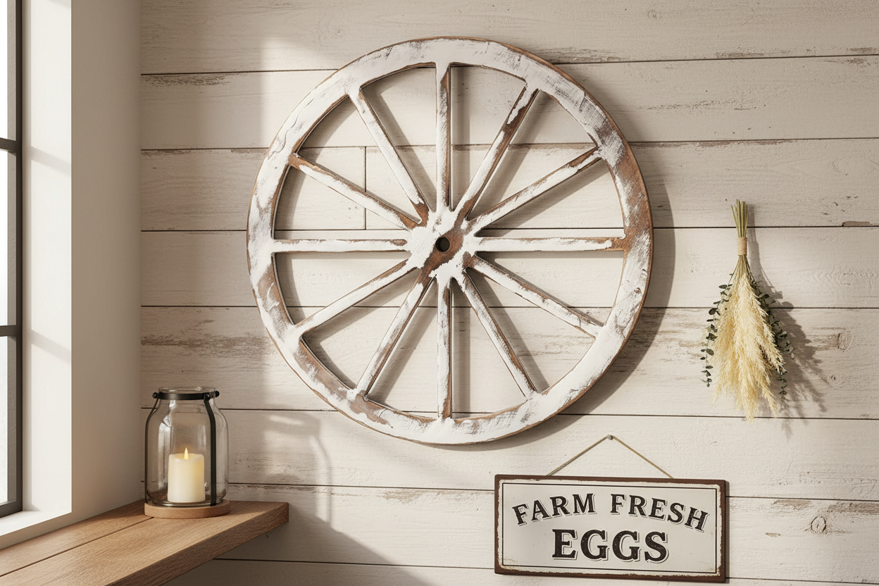 White Wood Wagon Wheel Lifestyle