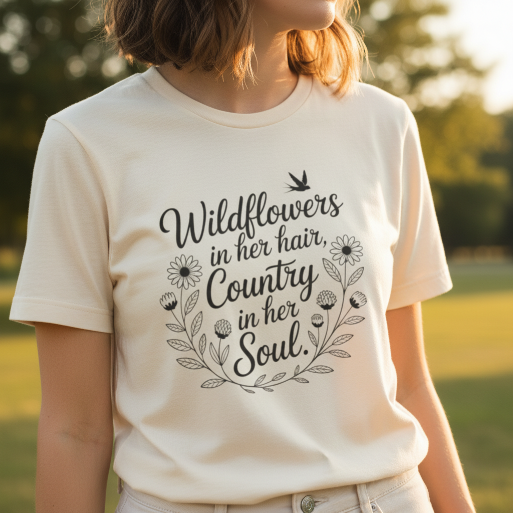 Wildflowers in Her Hair Country in Her Soul Tee — Lifestyle