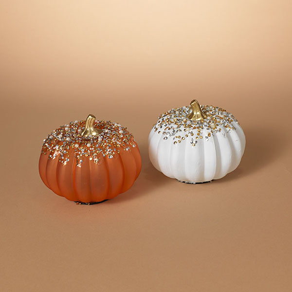 Handblown Glass Harvest Pumpkin with Jewel Accent
